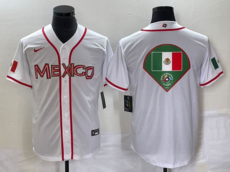Men 2023 World Cub Mexico Blank White Nike MLB Jersey19->more jerseys->MLB Jersey